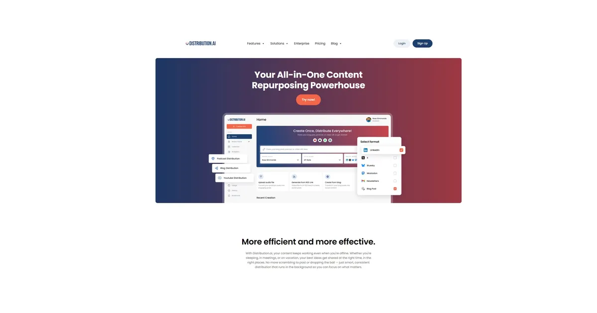 Screenshot of Distribution AI