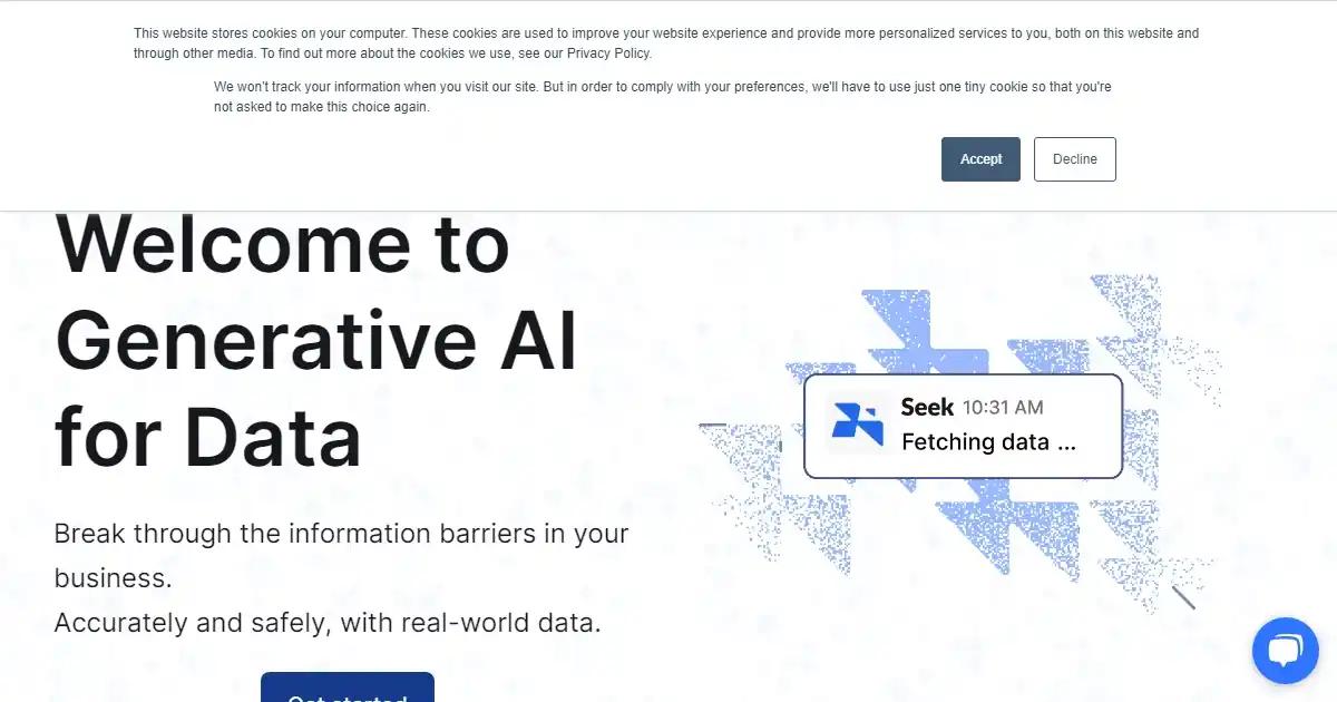 Screenshot of Seek - Generative AI for Data - Simplify data querying an...