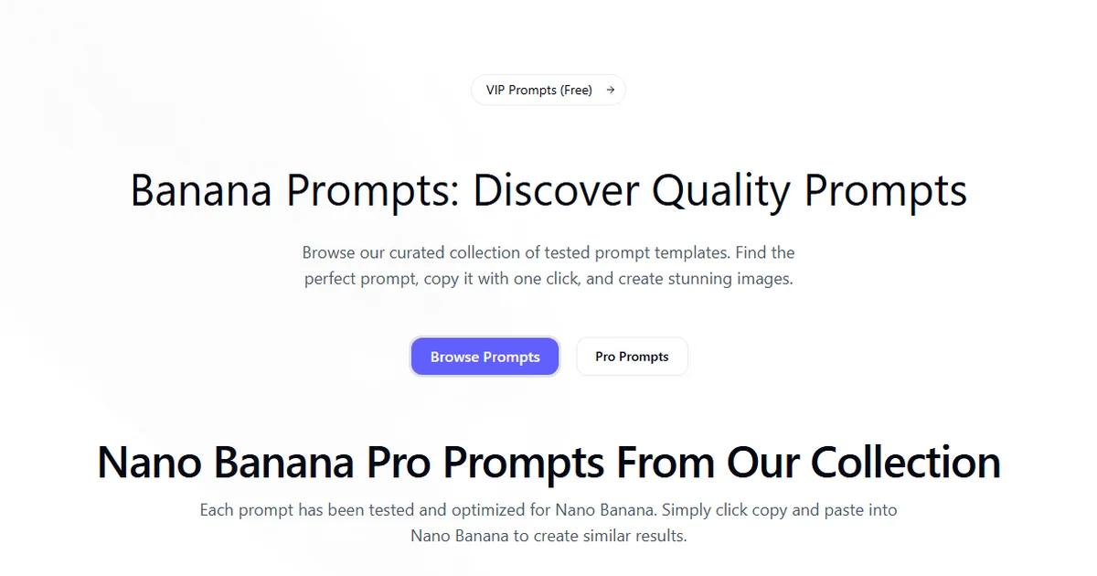 Screenshot of Banana Prompts