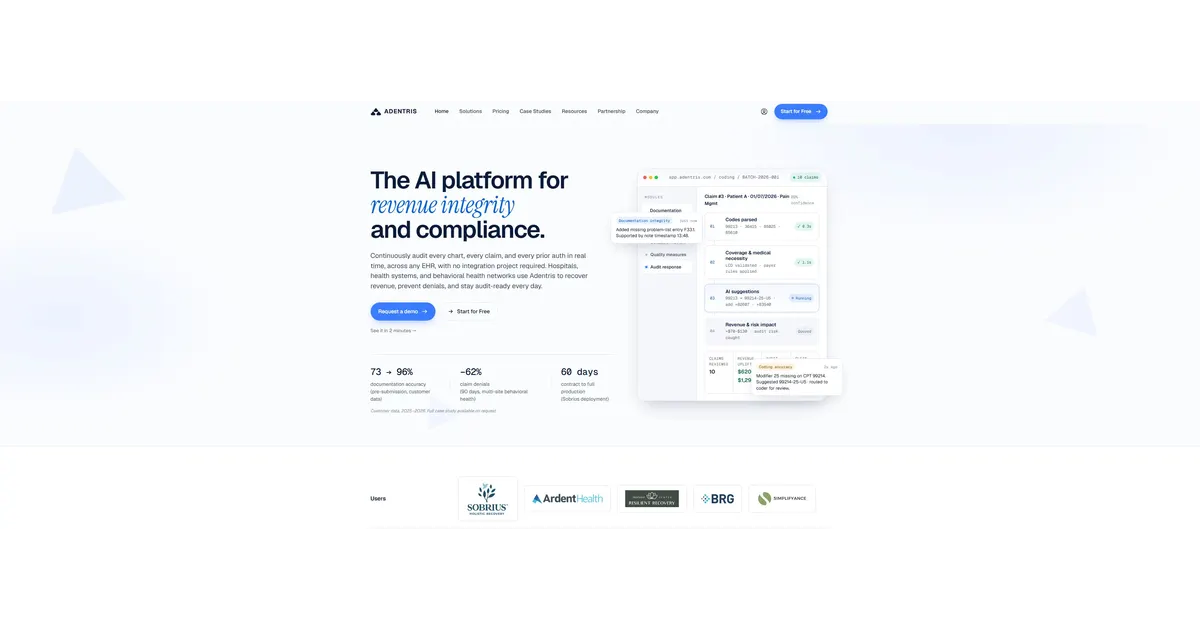 Screenshot of Adentris