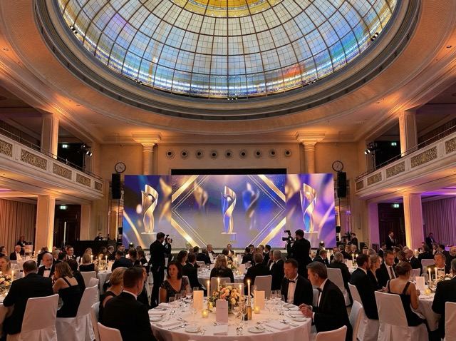 Awards Night in exclusive Munich Hotel Venue, an LED video wall installed by MegaScreens