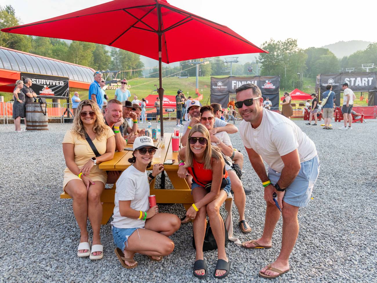 People hanging out and posing for a group photo.