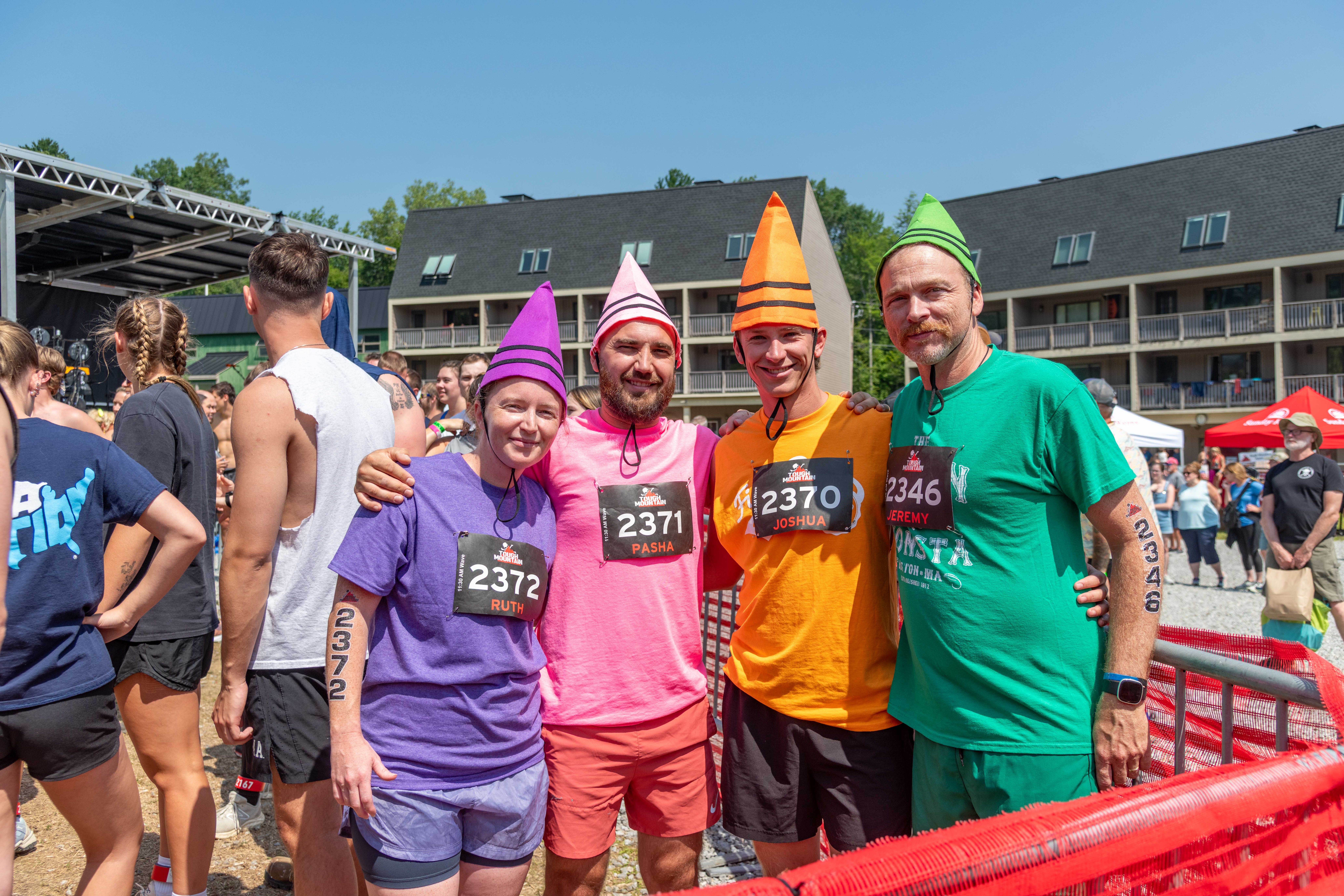 People dressed as crayons for the Tough Mountain Challenge.