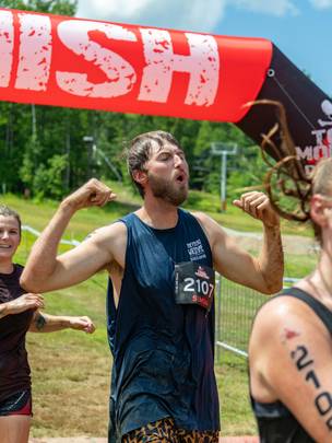 Competitor crossing the finish line.