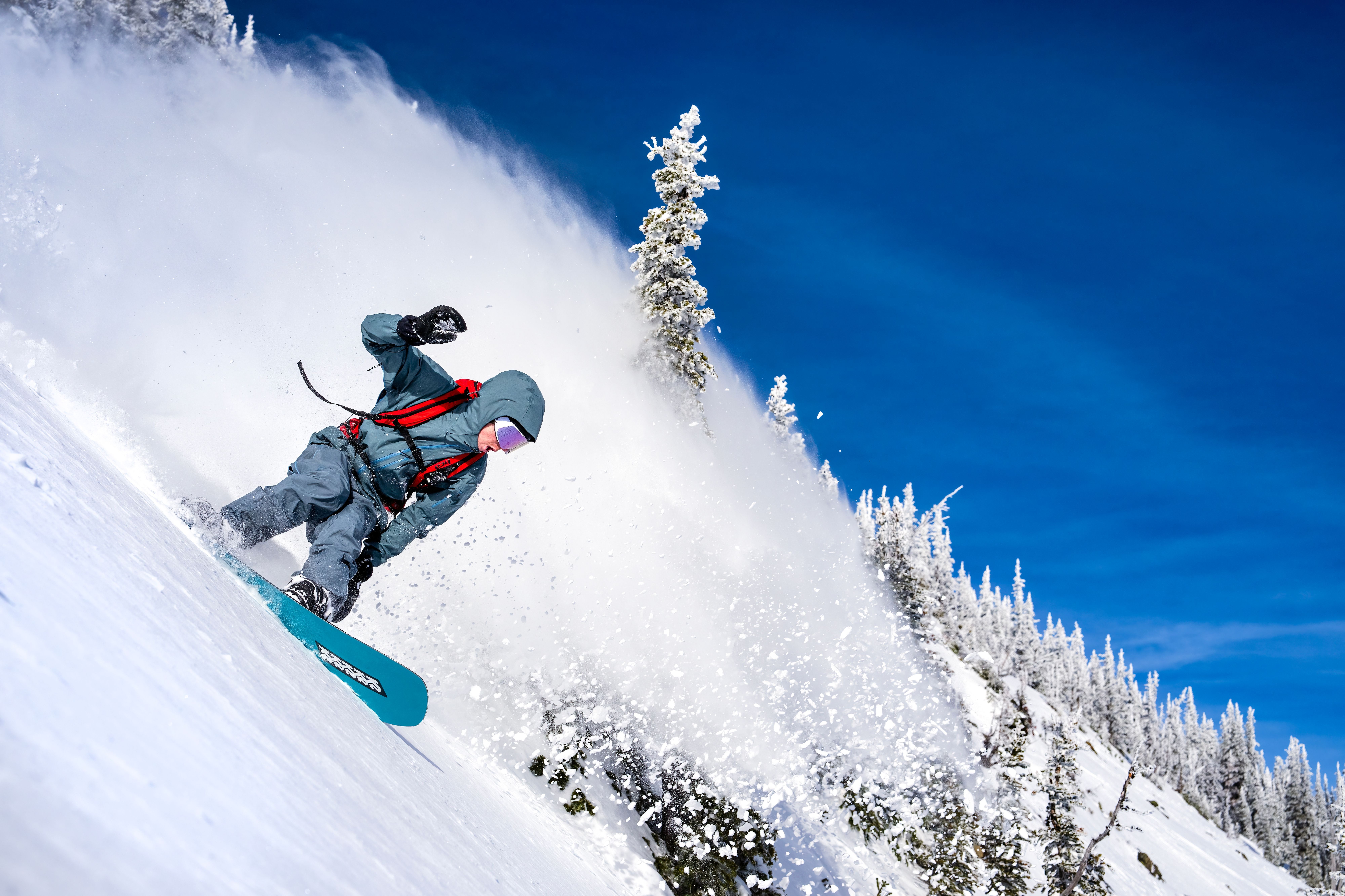 Skier in powder at Crystal
