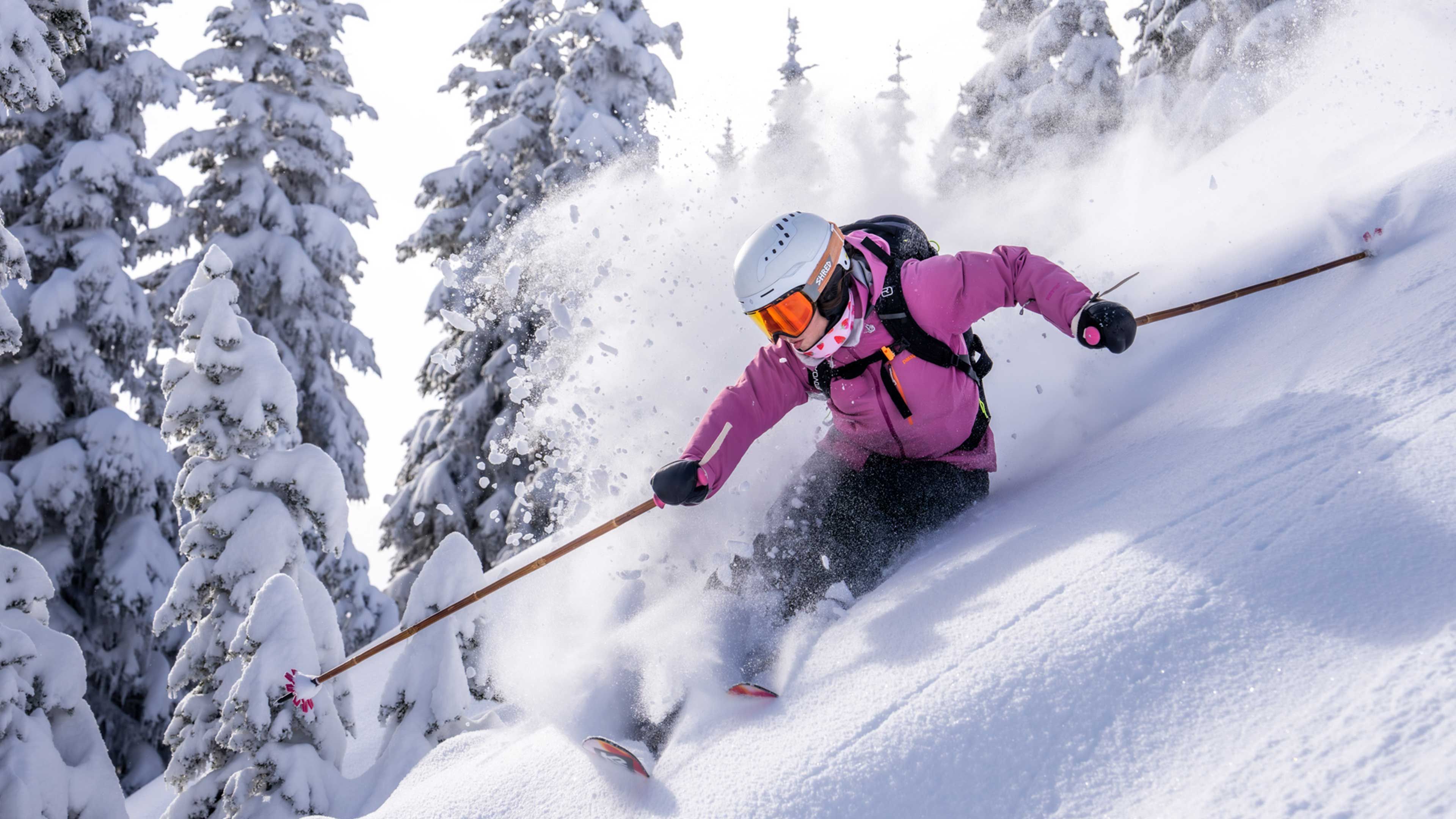 Skier in powder at Crystal