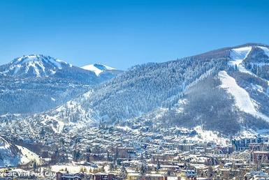Aerial image of Park City during winter