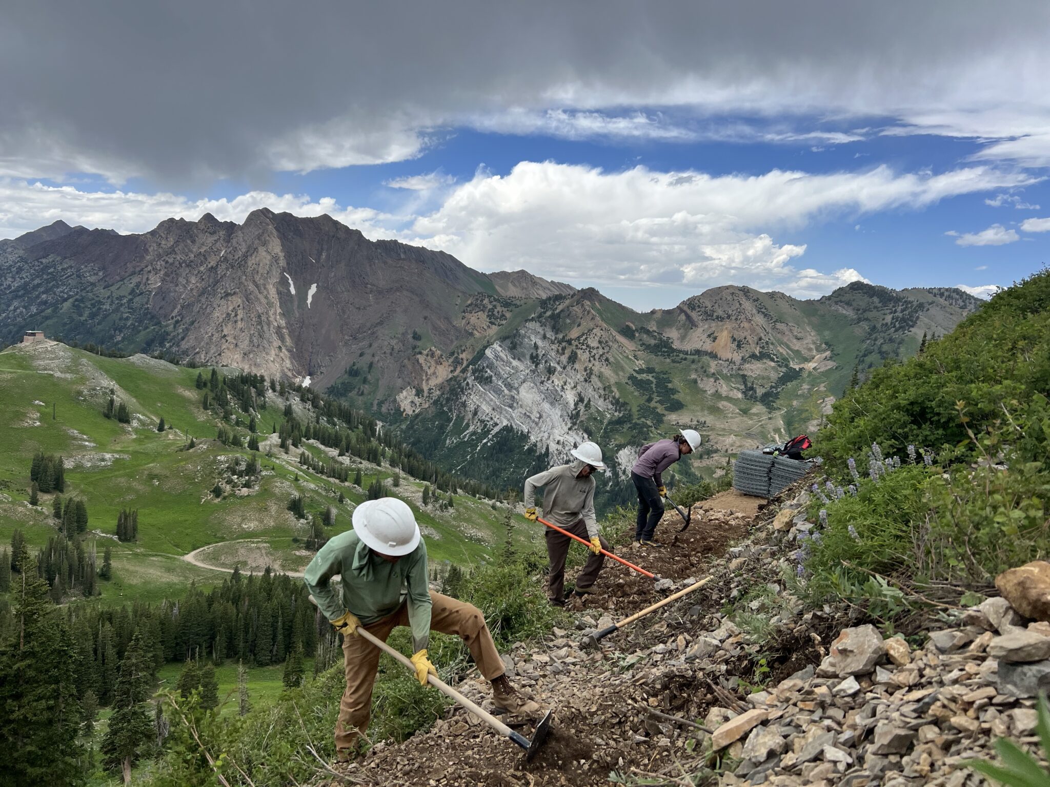 Construction on a mountain side