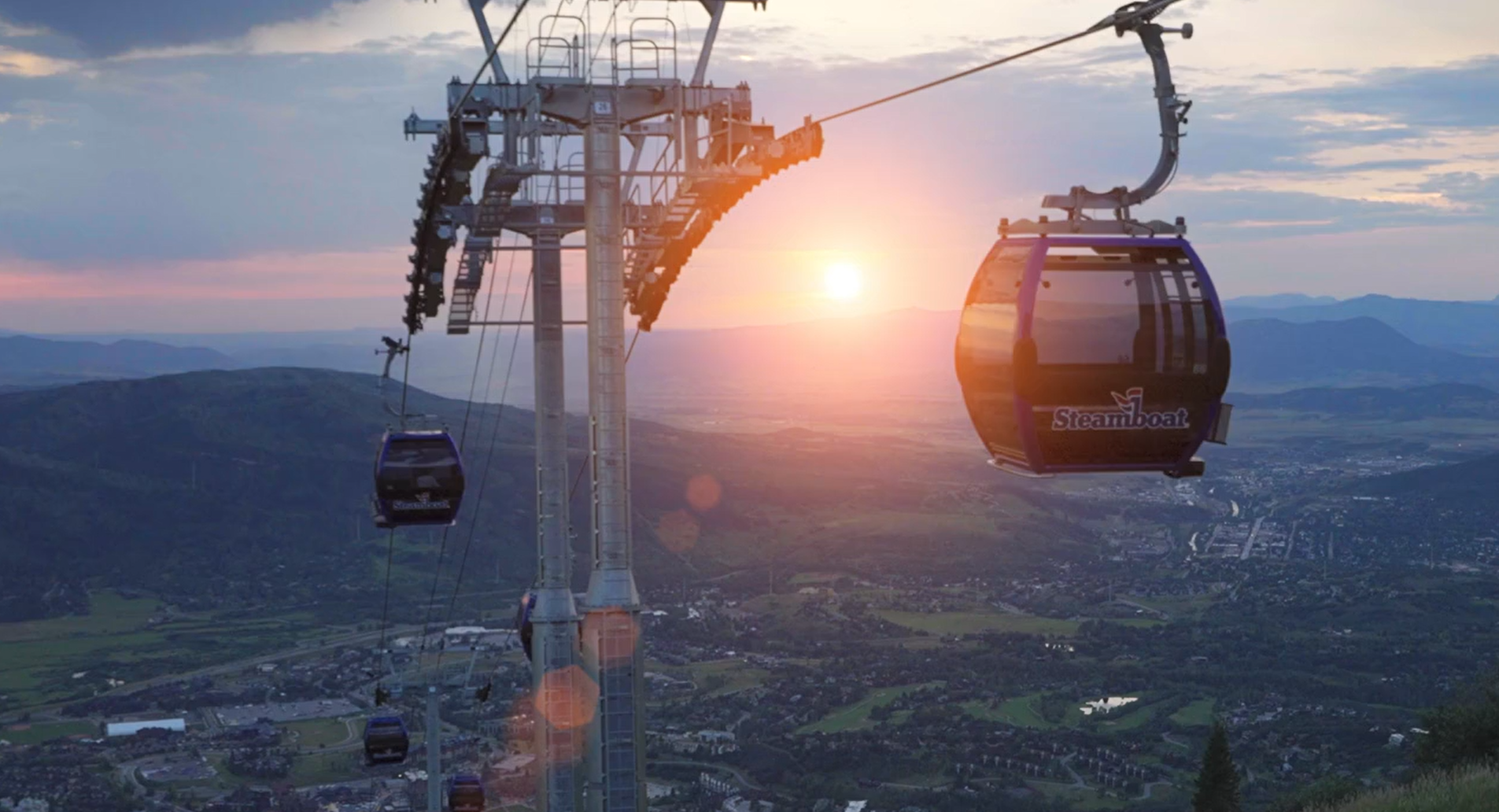 Summer gondala ride at sunset