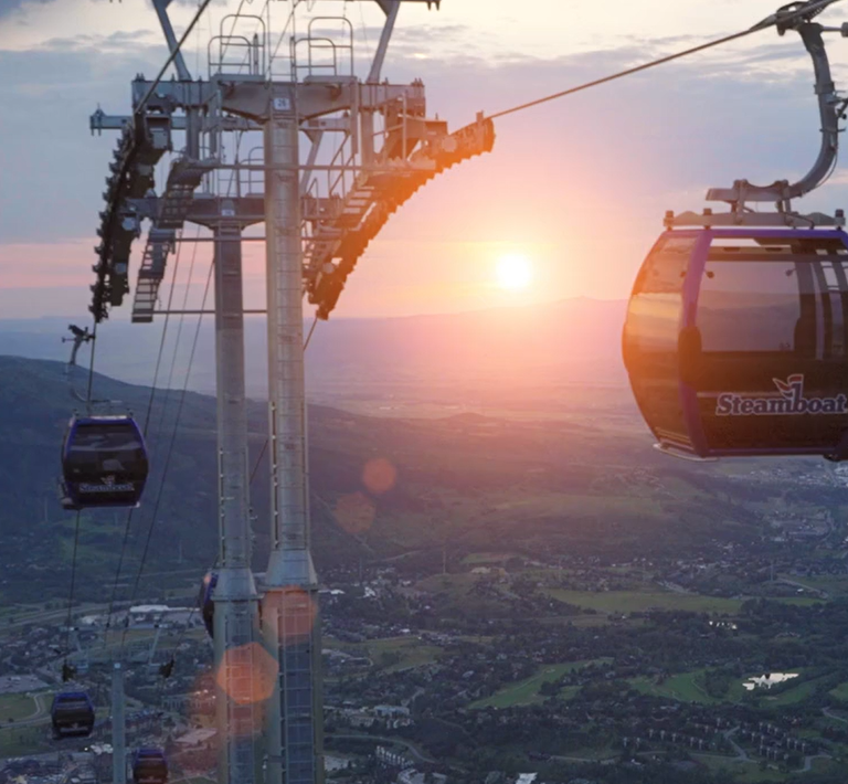 Summer gondala ride at sunset