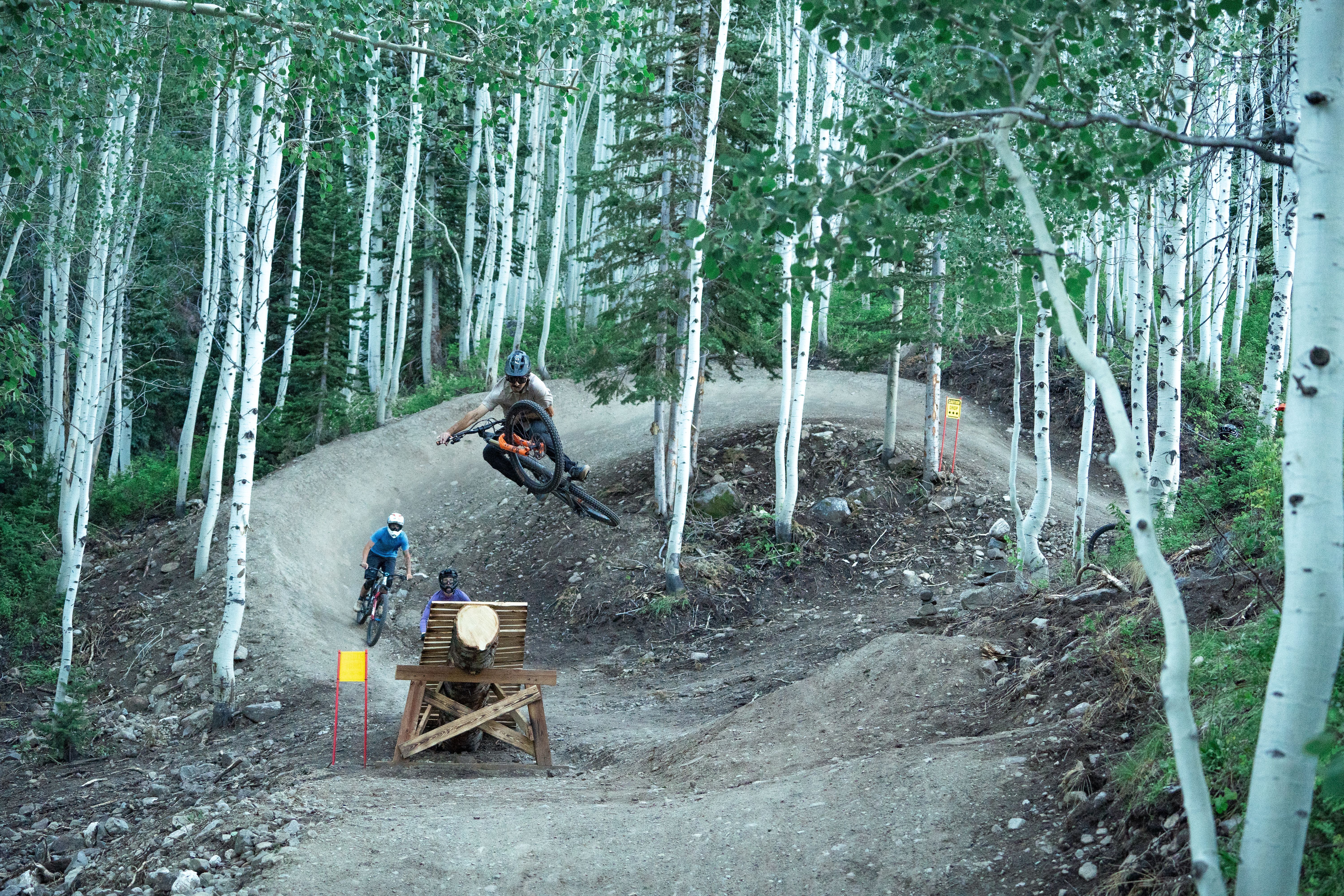 Two bikers riding Solitude Bike Park