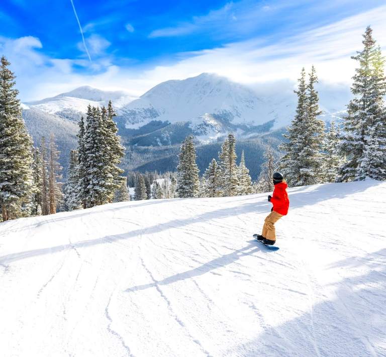 Snowboarder on mountain at Winter Park Resort