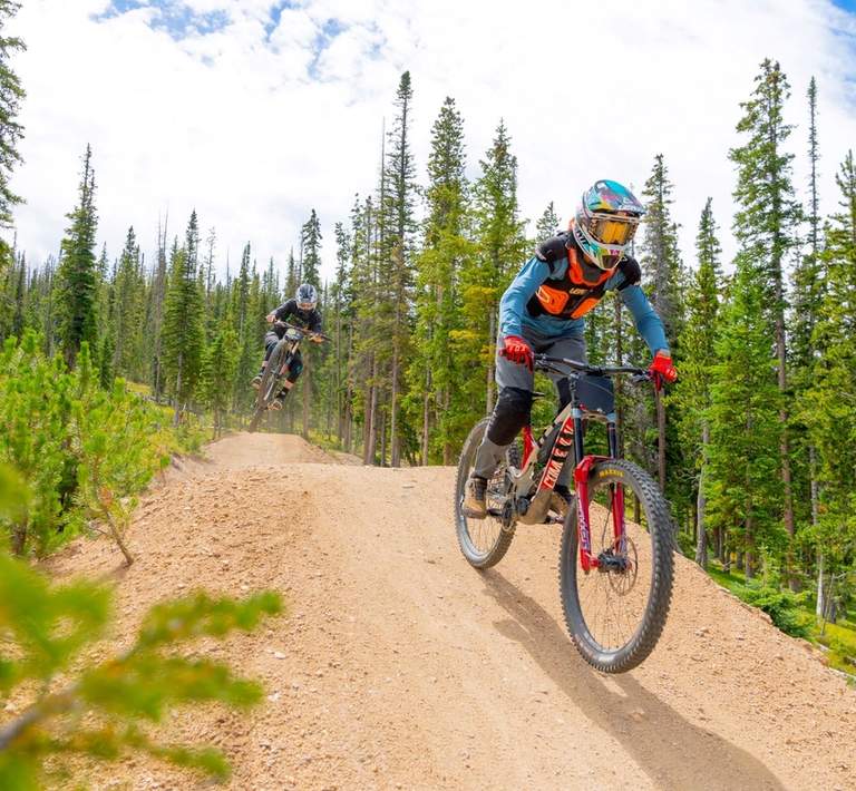 Mountain biker at Trestle Bike Park, Winter Park CO