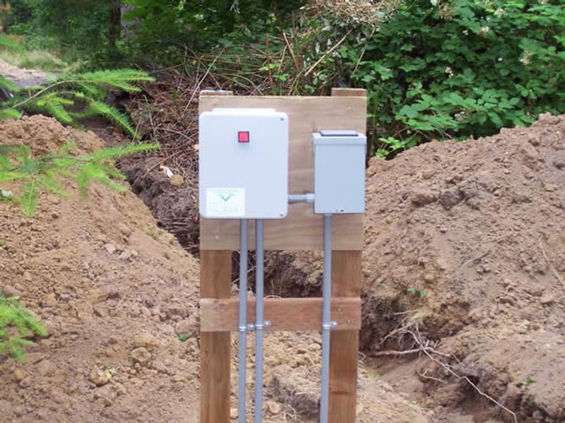 The control panel for a typical pressure distribution system (NOTE: these are oftentimes mounted on the side of the building, near the tanks)