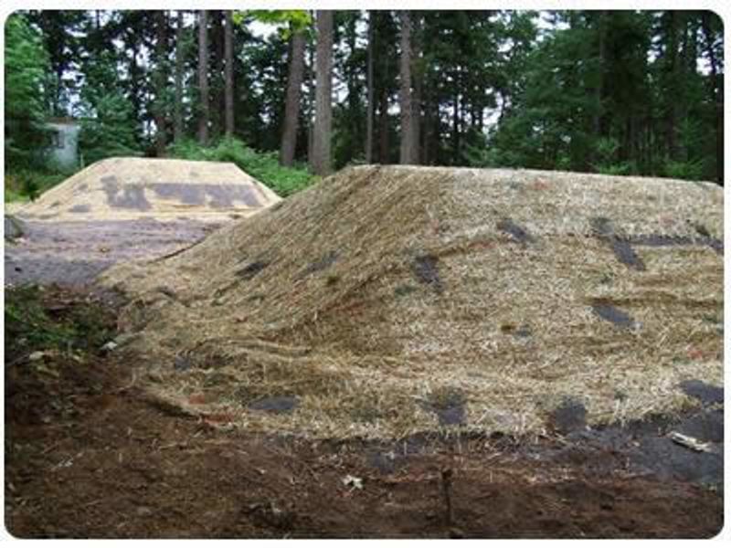 Two Glendon pods installed away from each other. One advantage to this system is that the "pods" can be separated, whereas a standard mound is typically one continuous long bump.