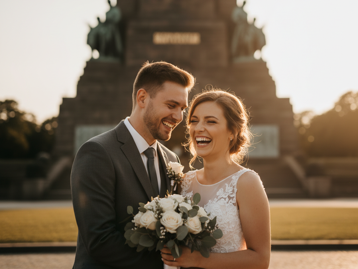 Brautpaar vor dem Völkerschlachtdenkmal in Leipzig