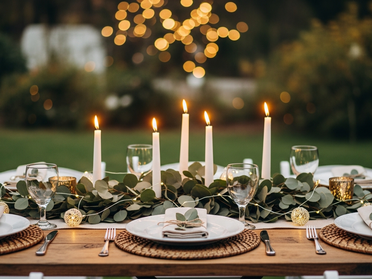 Kreative DIY Tischdekoration mit Kerzen und Eukalyptus