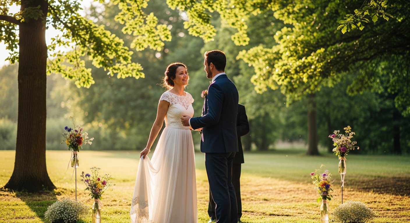 Romantische Outdoor-Hochzeit im Park mit DIY Dekoration