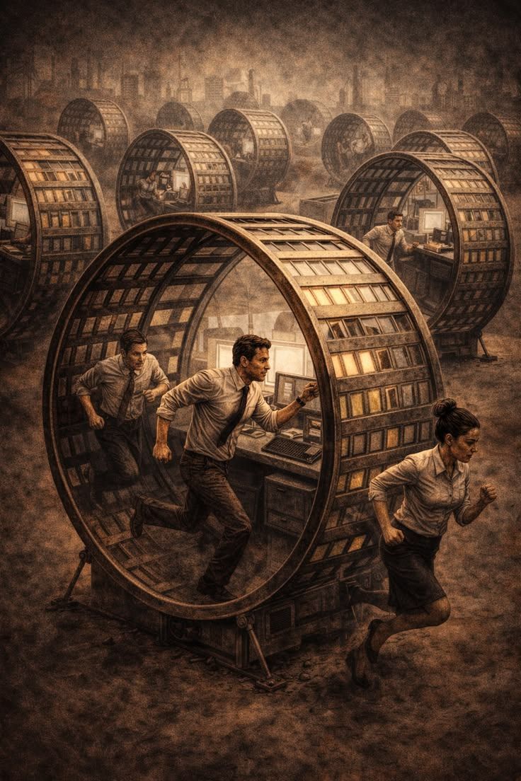 אדם רץ על גלגל של אוגר