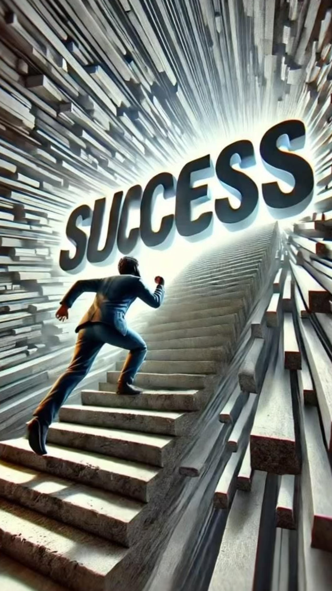 אדם עולה במדרגות להצלחה