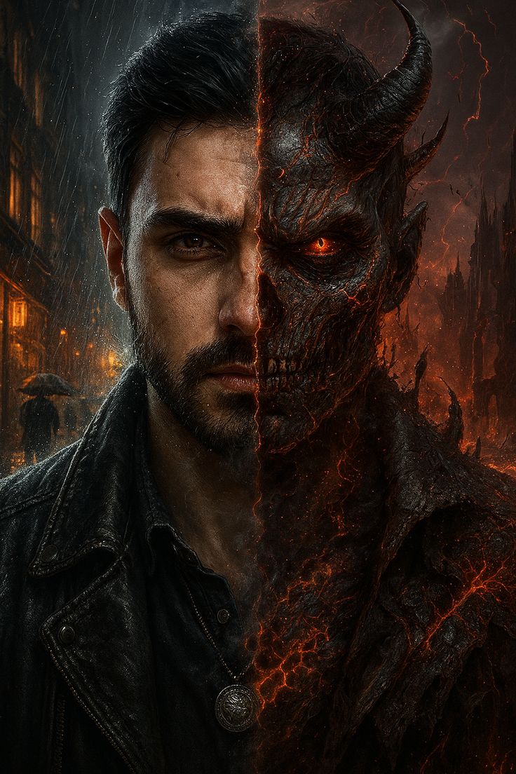 פנים חצויות חצי אדם חצי שטן