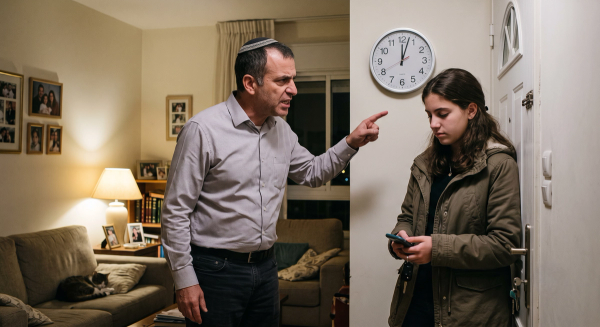 אבא מתעצבן על ביתו שחזרה מאוחר מבילוי 