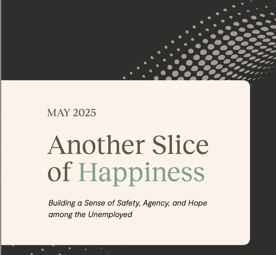 Image of the report front cover with the text Another Slice of Happiness
