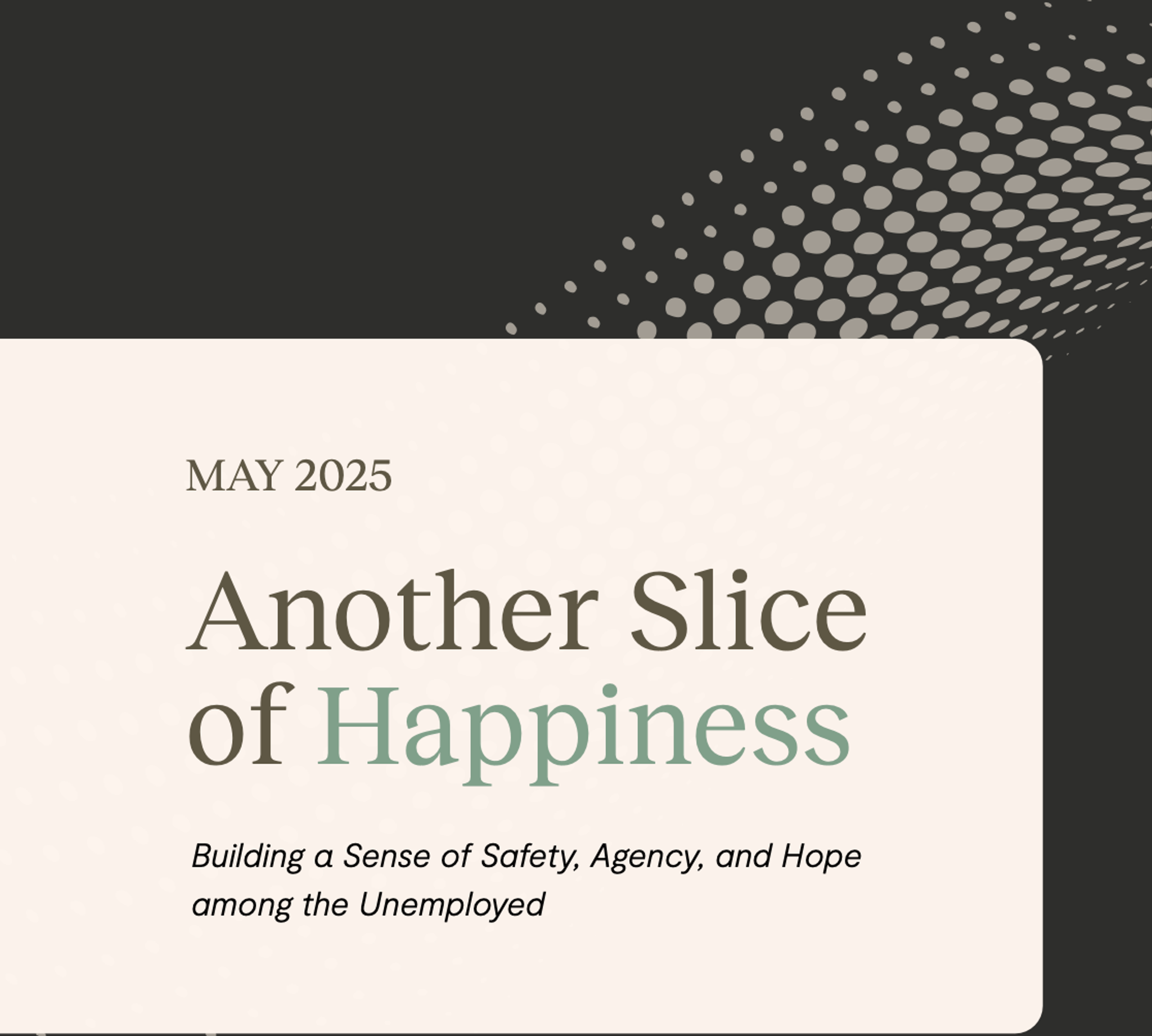 Image of the report front cover with the text Another Slice of Happiness