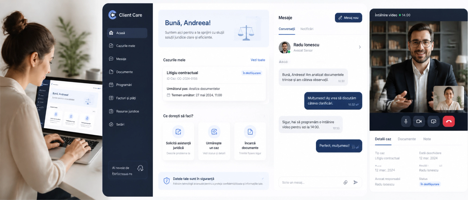 Experiența digitală a clientului într-o firmă de avocatură — portal și comunicare