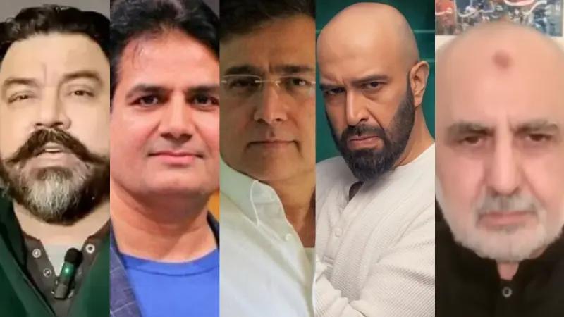 Collage shows Adil Raja, Sabir Shakir, analyst Moeed Pirzada, Wajahat Saeed Khan, and anchorperson Haider Raza Mehdi.