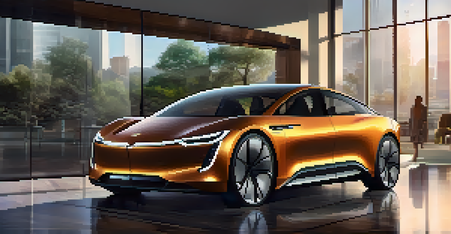 A close-up view of a modern electric vehicle with sleek design and a high-tech dashboard.