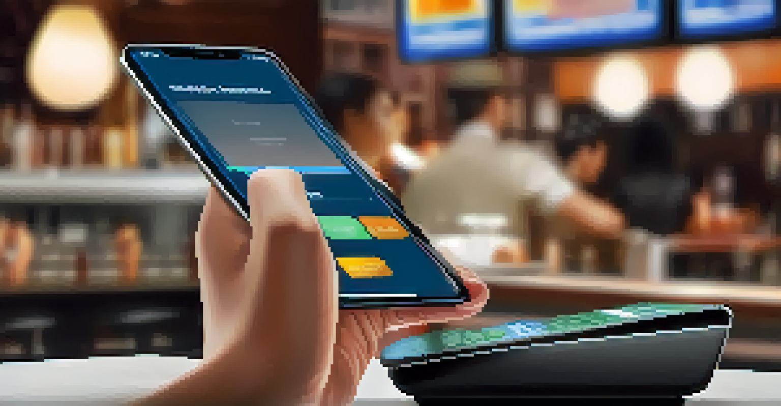 A close-up image of hands using a smartphone for a digital payment in a trendy New York City café, illustrating the convenience of modern fintech solutions.