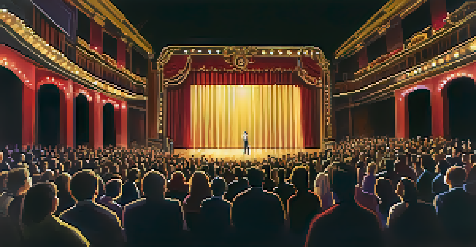 Audience captivated as the curtain rises on opening night at an Off-Broadway theater.