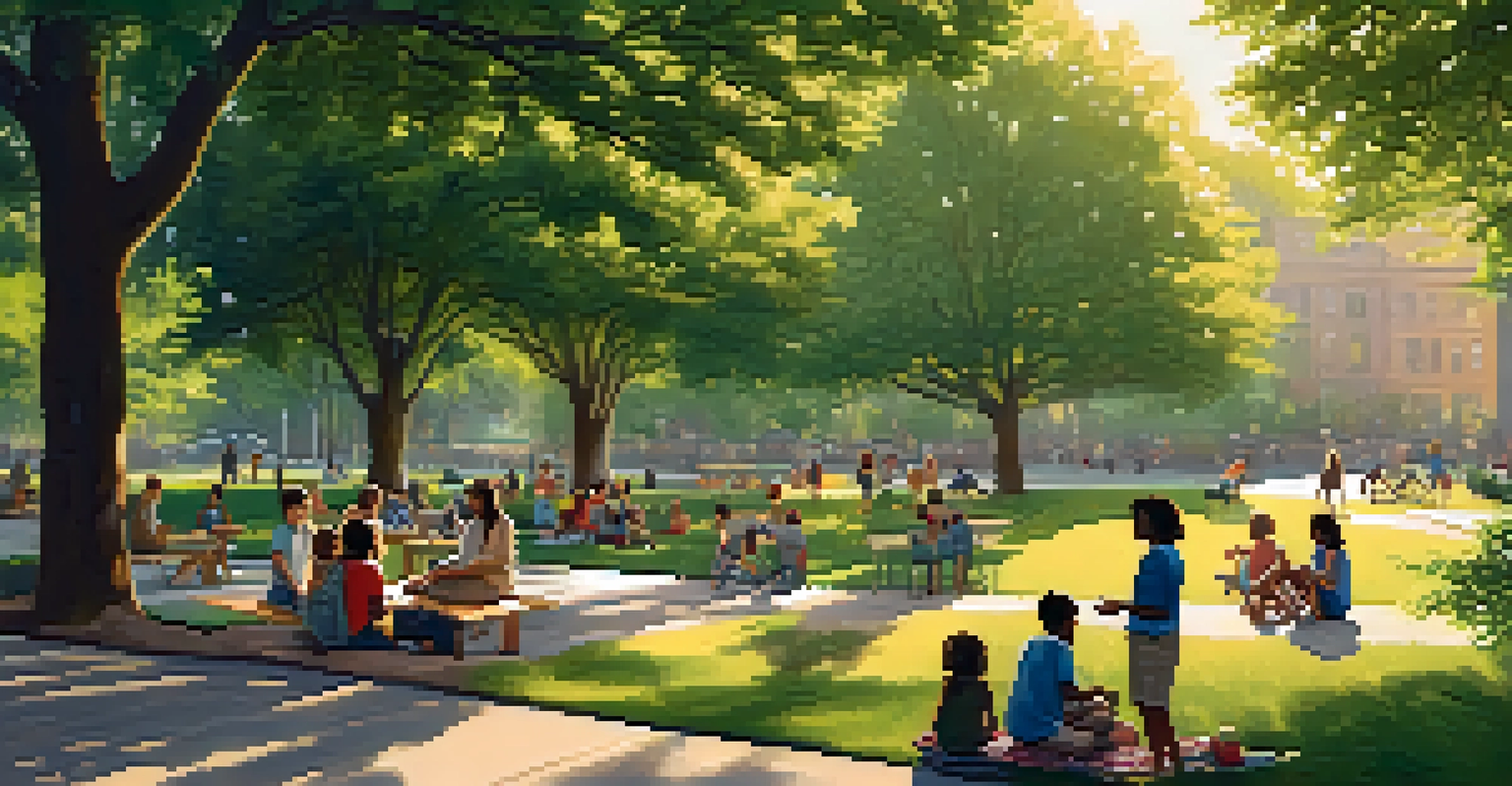 A peaceful park scene in New York City with families enjoying a picnic.