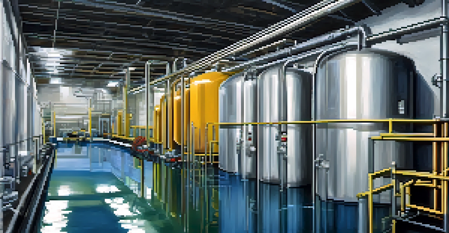 Inside a water treatment facility with advanced filtration systems and workers monitoring the process.