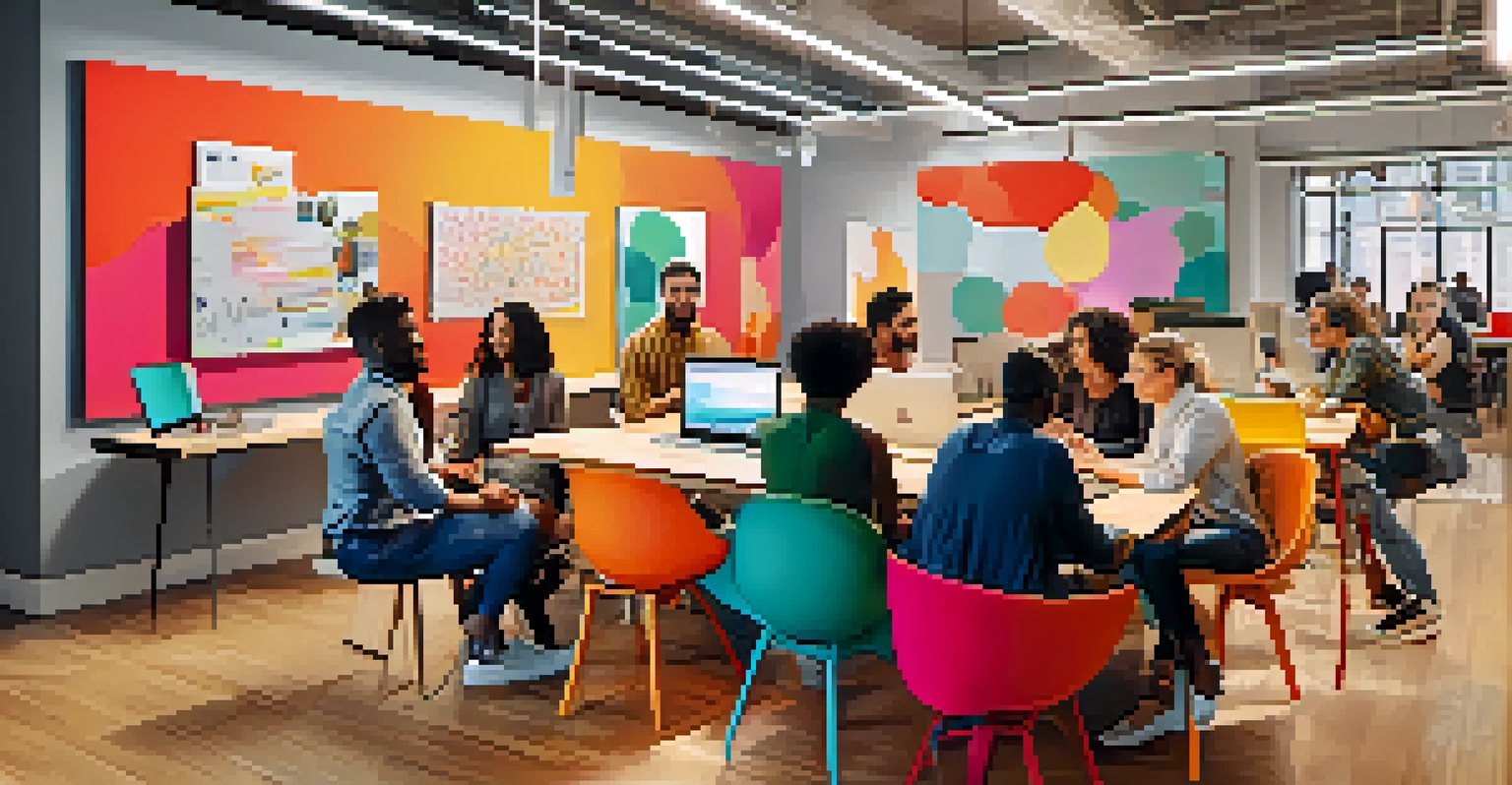 A diverse group of freelancers collaborating in a vibrant co-working space in New York City.