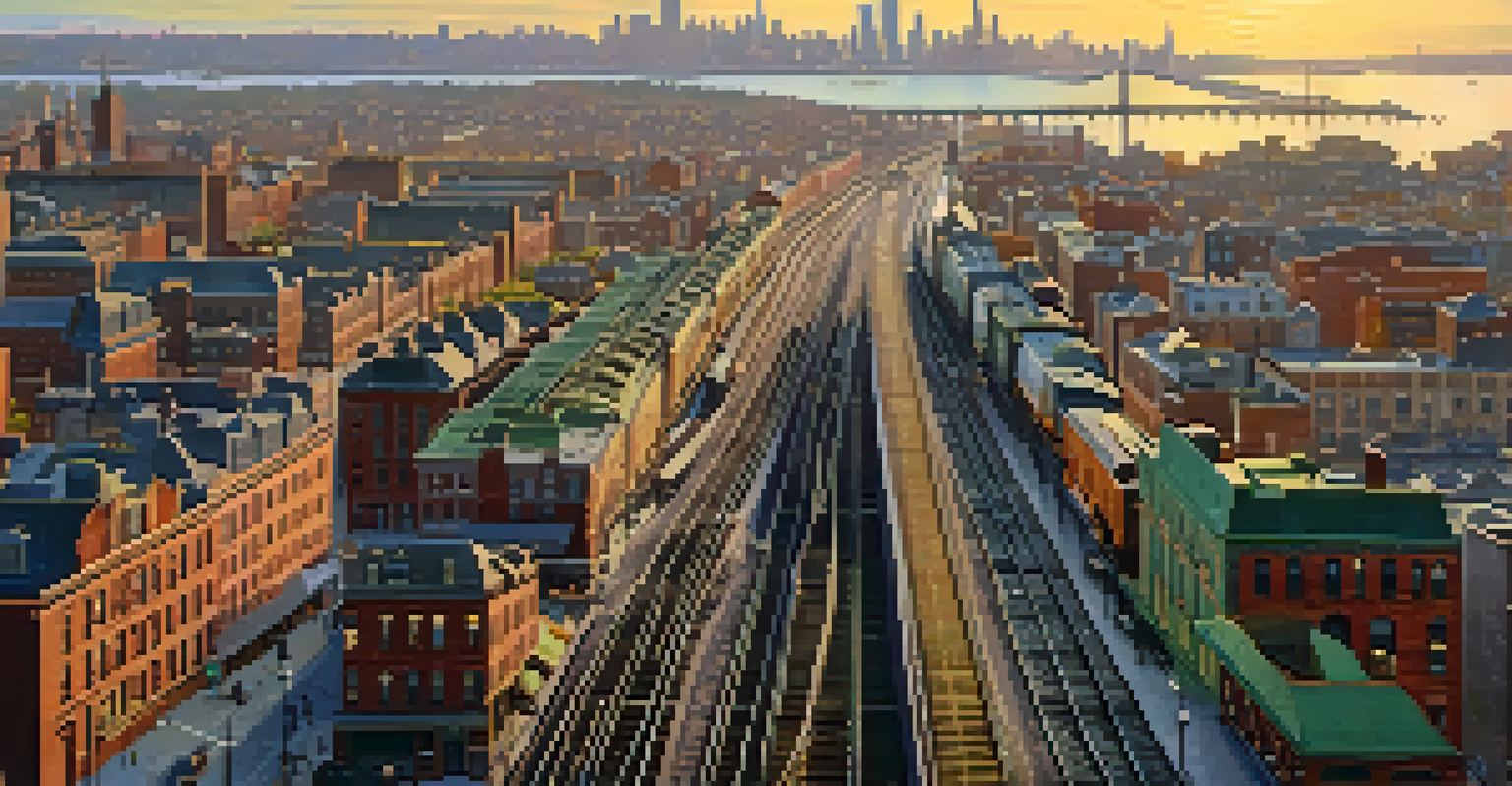 An aerial view of early 20th-century New York City showcasing railroads and urban development.