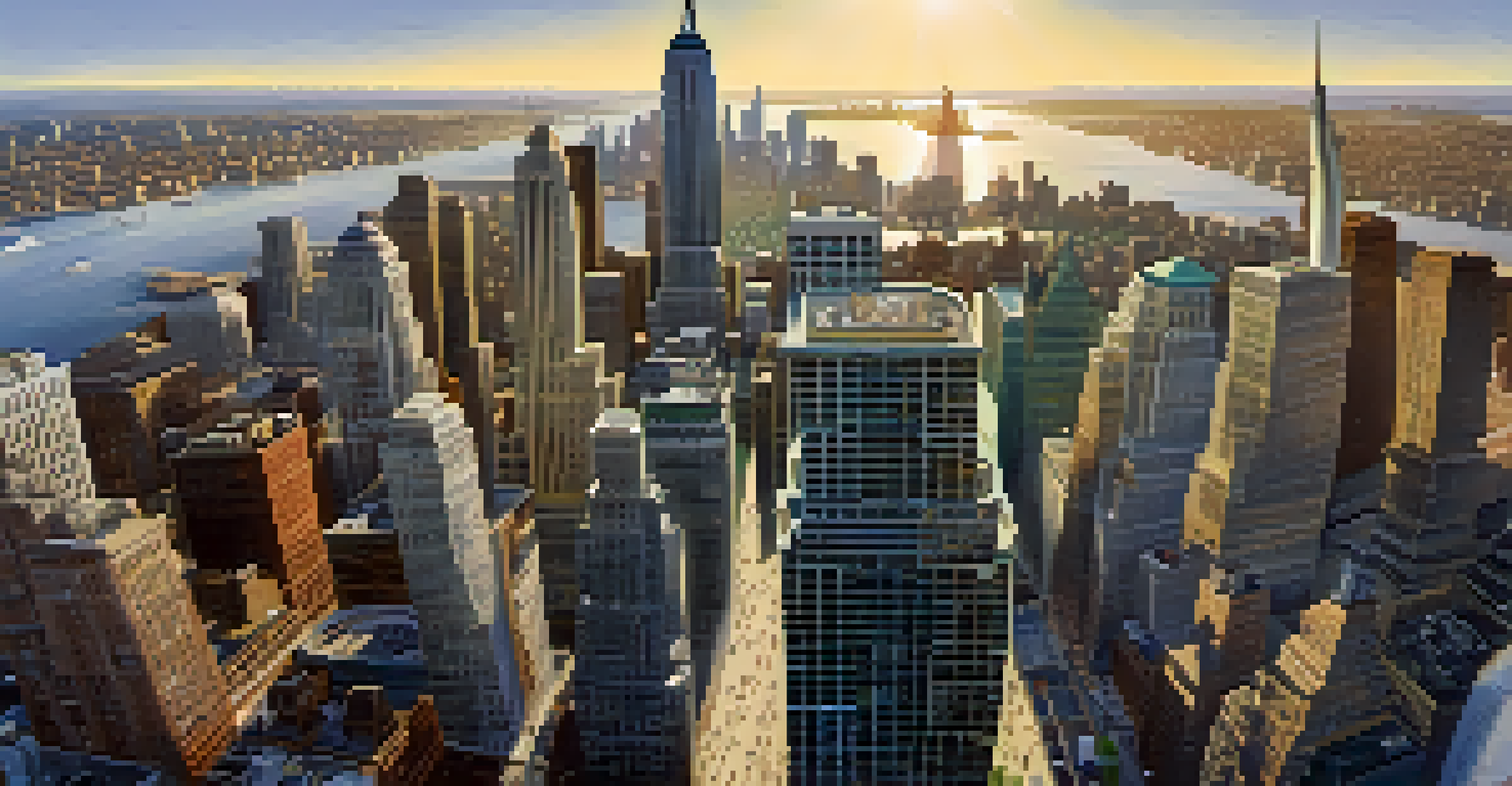 Aerial view of New York City's Financial District featuring skyscrapers and the East River.