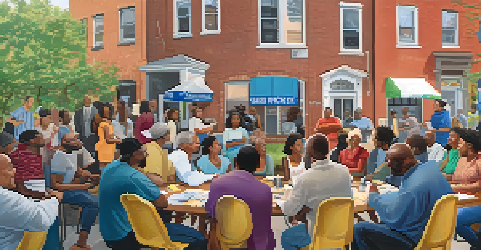 A community meeting in NYC focused on affordable housing, with diverse residents engaged in discussion and advocacy.