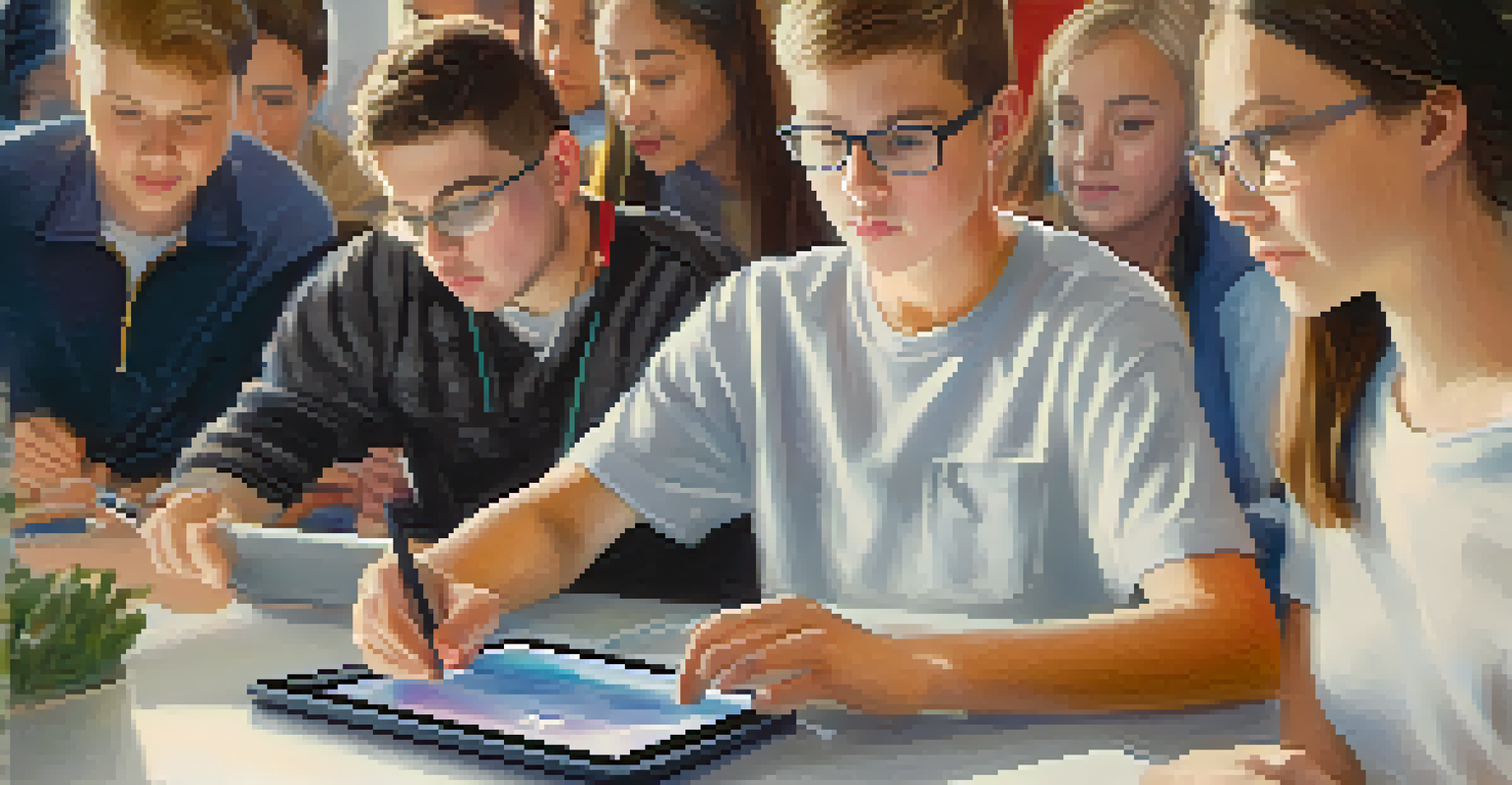 A student using assistive technology on a tablet, showcasing engagement and focus in a supportive learning environment.