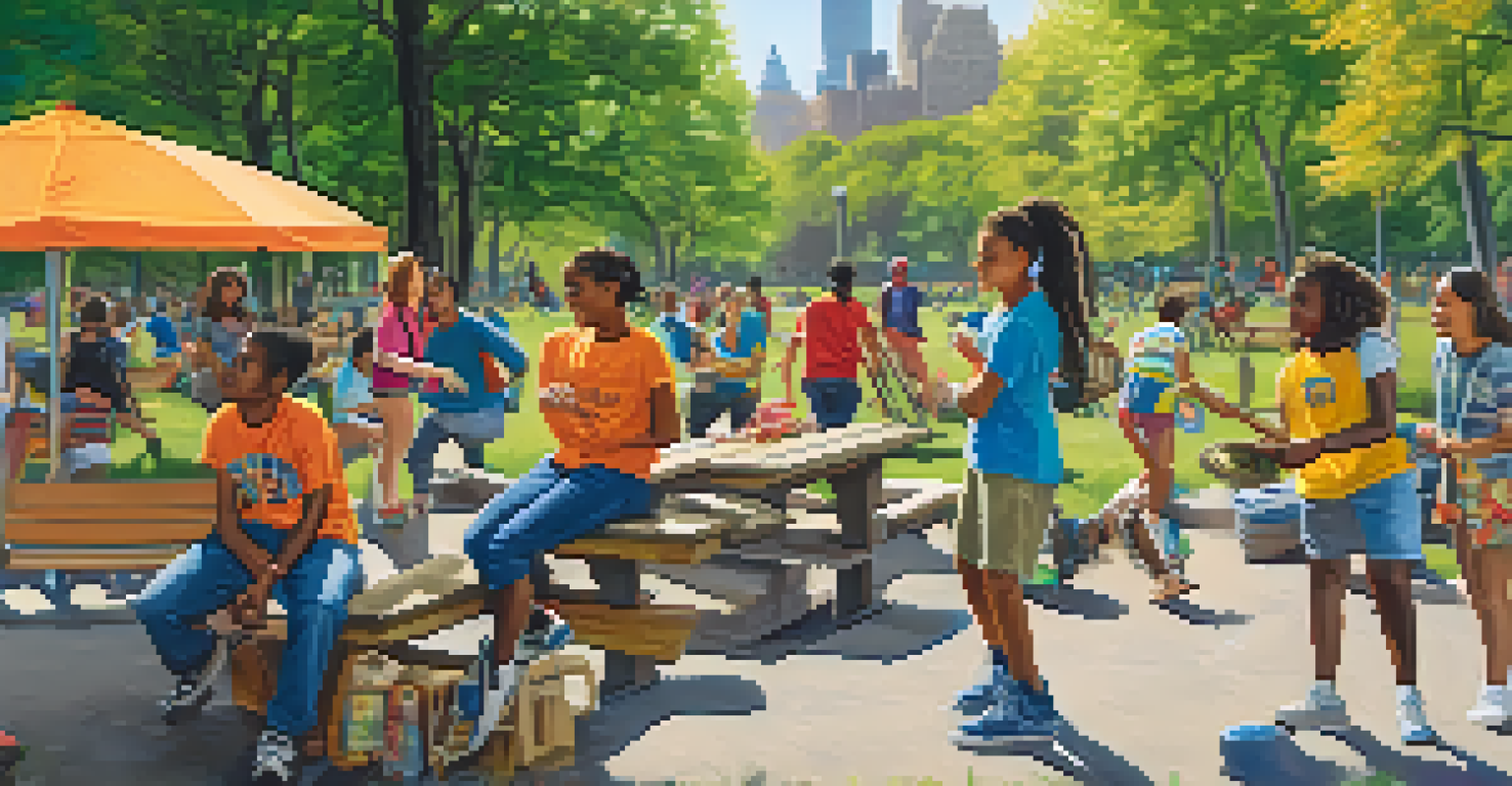 Young people participating in various outdoor activities in a park in NYC, showcasing art, sports, and community engagement.