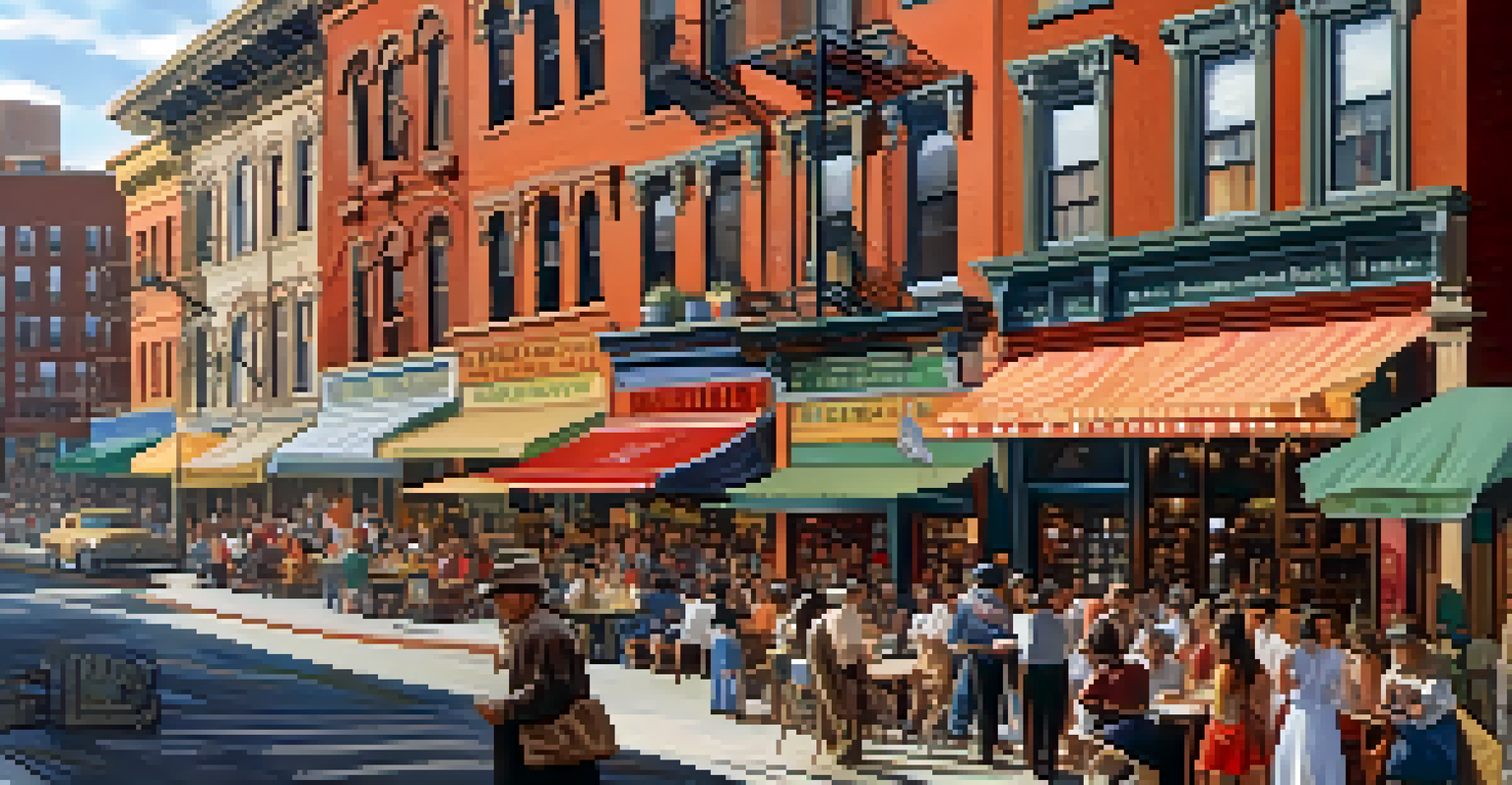 A vibrant 19th century immigrant neighborhood in Manhattan, filled with cultural diversity, shops, and lively street scenes.