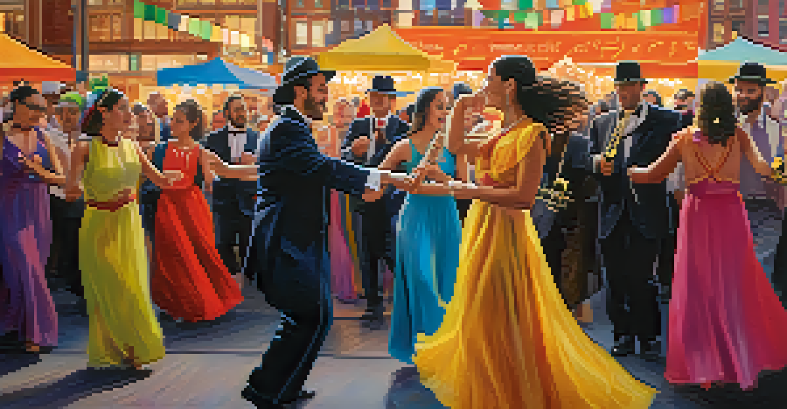 A contemporary Jewish cultural event in NYC, featuring traditional dance and music among a diverse group of people.