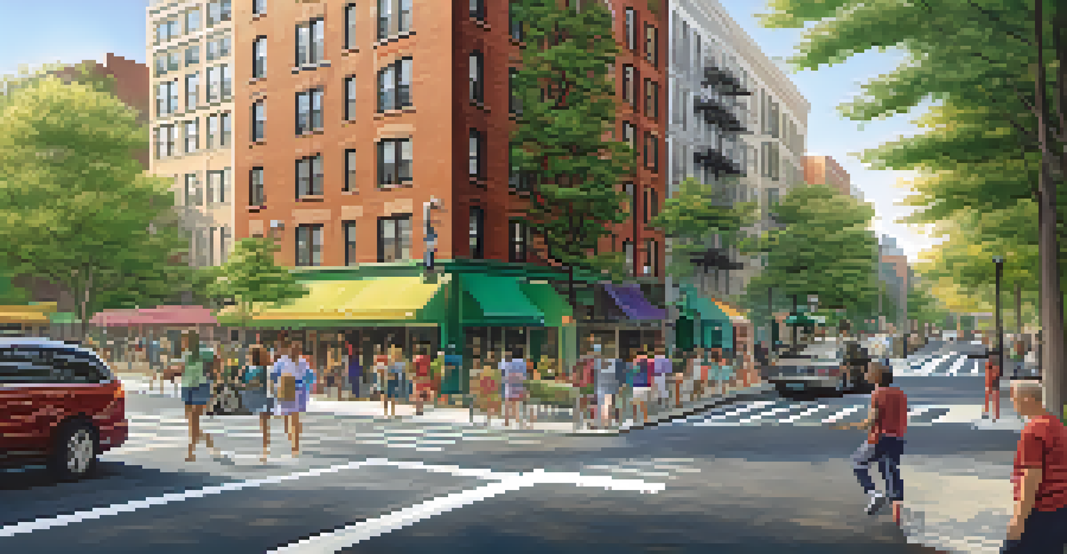 A split image depicting two neighborhoods in NYC, one affluent with parks and the other underserved with limited green spaces, showcasing stark health disparities.