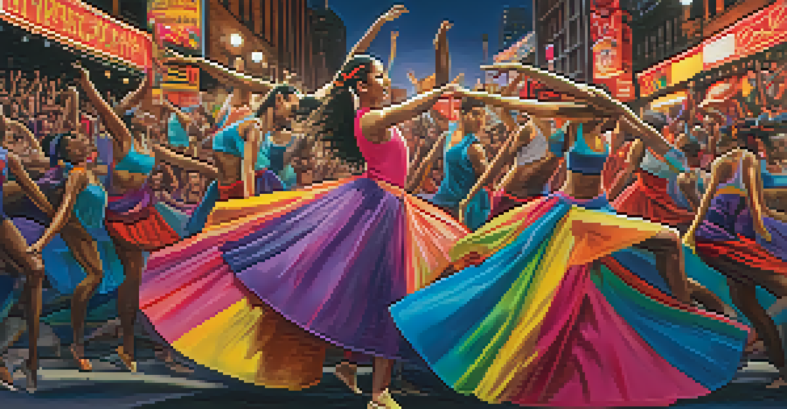A dance performance in NYC blending ballet and hip-hop styles at a vibrant cultural festival.