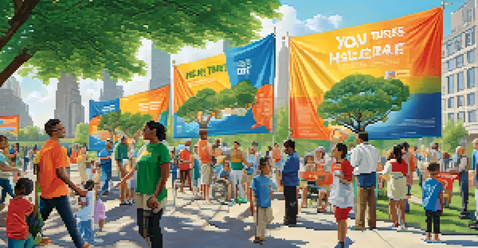 A vibrant outdoor health campaign in a NYC park, with residents participating in a vaccination drive.