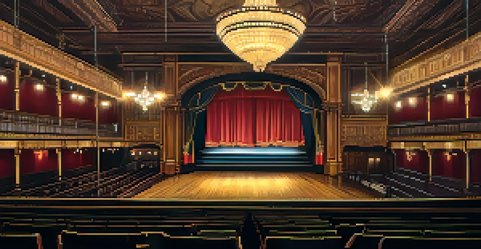 An intimate interior view of the Bowery Ballroom showcasing ornate chandeliers and a warm atmosphere.