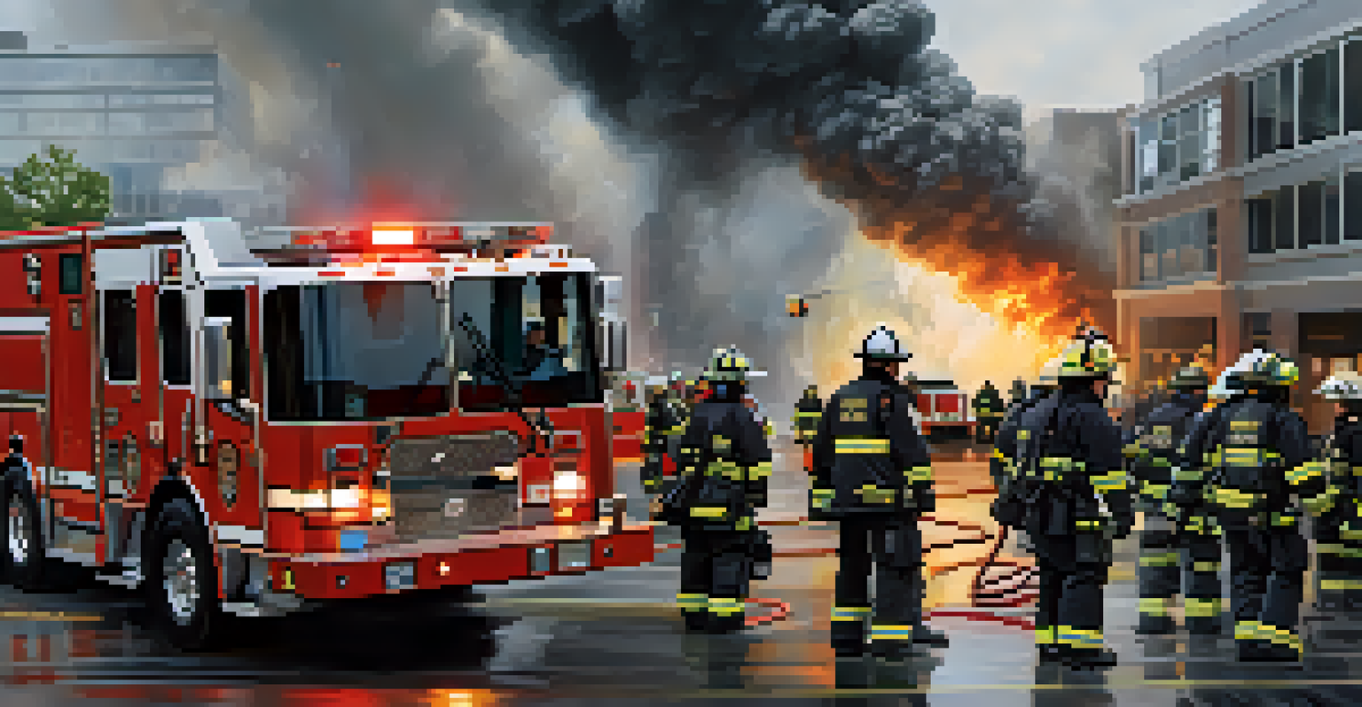 First responders participating in a large-scale disaster drill in a simulated urban setting, showcasing teamwork and emergency response.