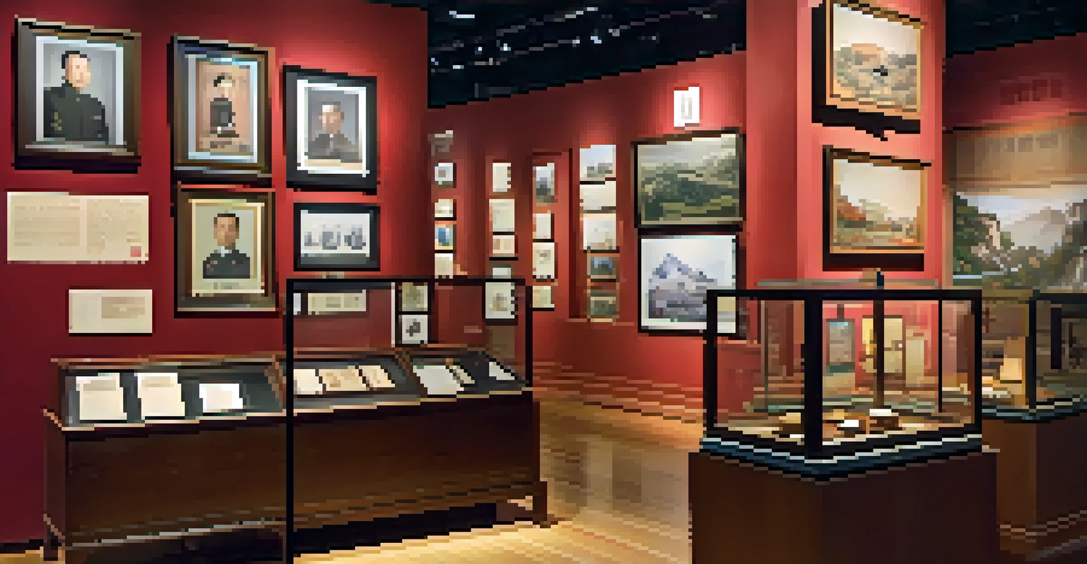 An inviting interior of the Museum of Chinese in America, showcasing historical artifacts and diverse visitors exploring the exhibits.