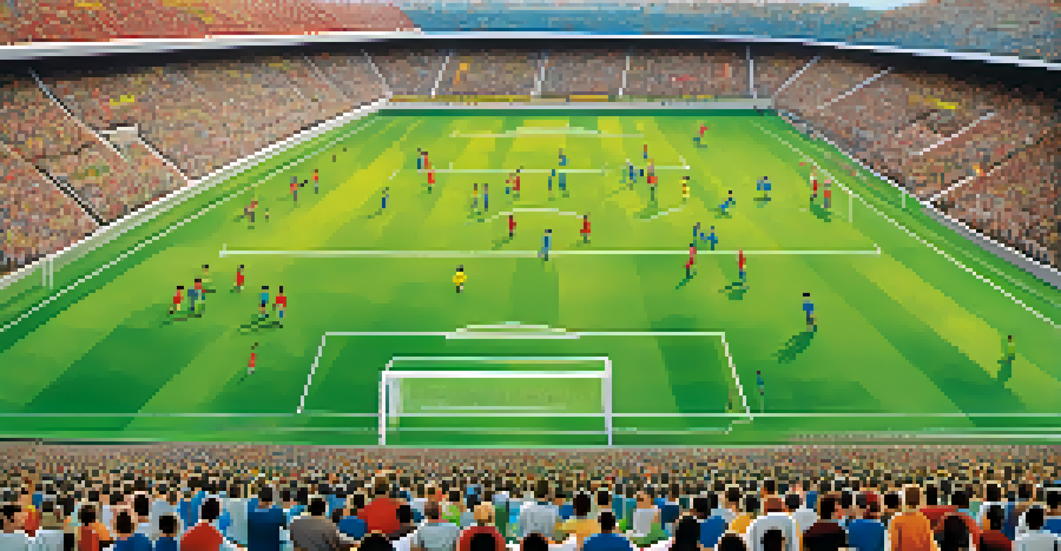 A split image showing a professional soccer match and a community soccer game, illustrating the diversity of sports in New York City.